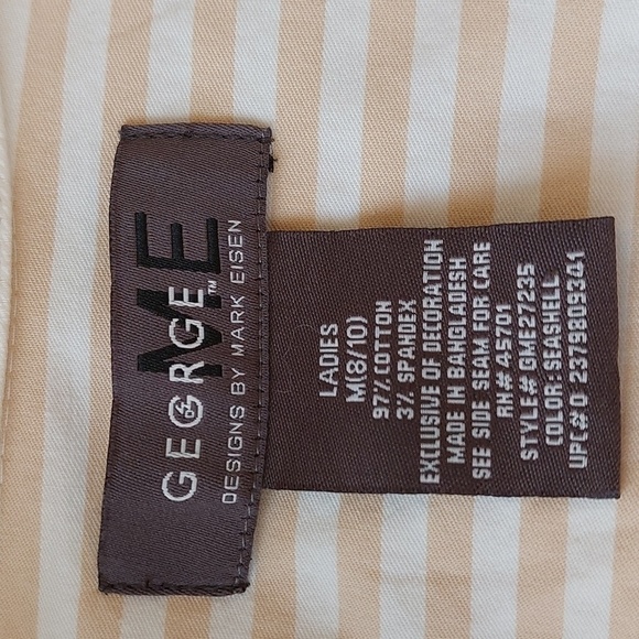 George ME Designs by Mark Eisen Striped Button Down Blouse - Picture 5 of 7